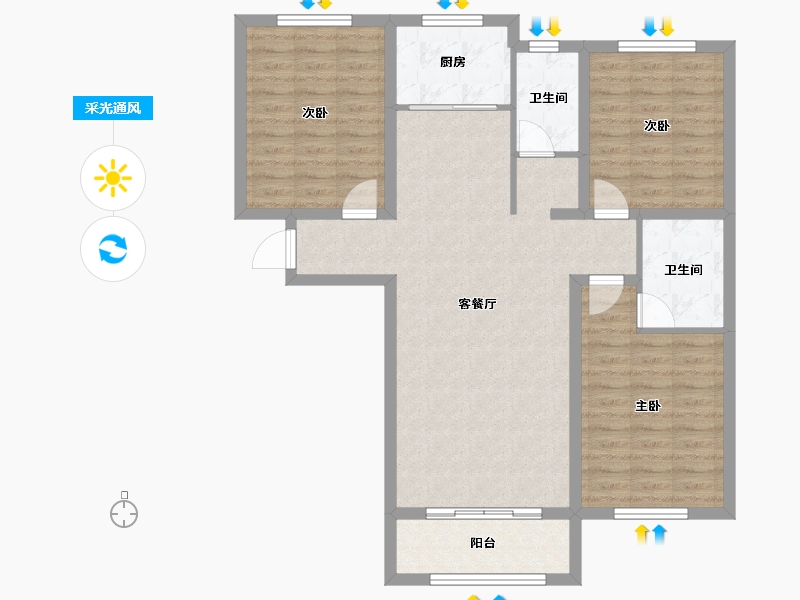 河北省-石家庄市-汇君城-96.82-户型库-采光通风