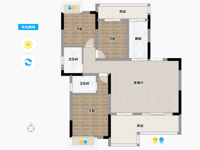 四川省-广安市-御溪湖畔-103.20-户型库-采光通风