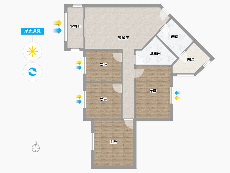 四川省-成都市-锦欣苑-93.58-户型库-采光通风