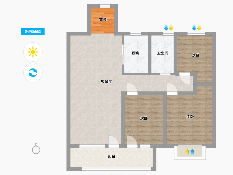 山东省-青岛市-海尔产城创衡山学府-84.00-户型库-采光通风