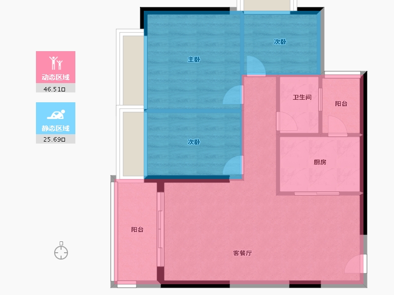 广东省-江门市-南岸 壹号银海-65.00-户型库-动静分区