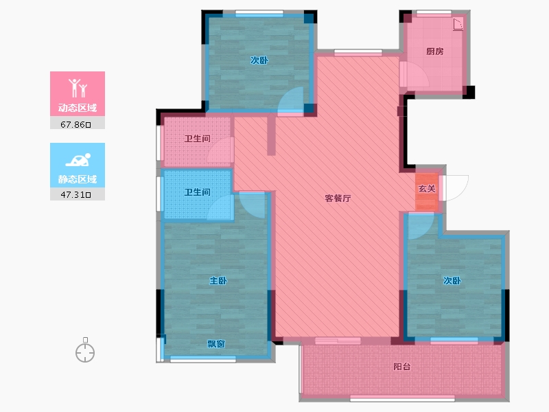 浙江省-丽水市-鑫诚古城嘉苑-101.70-户型库-动静分区