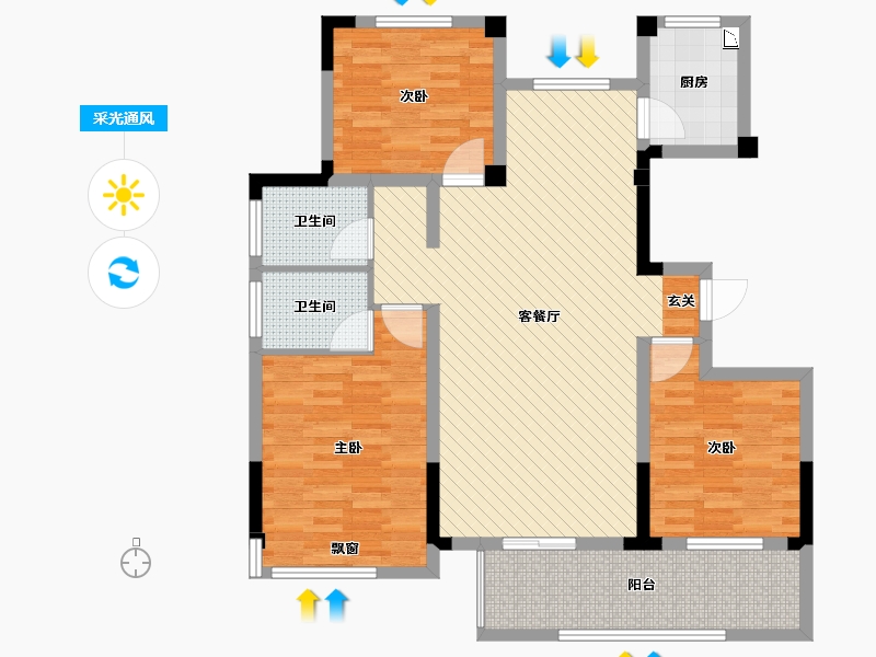 浙江省-丽水市-鑫诚古城嘉苑-101.70-户型库-采光通风