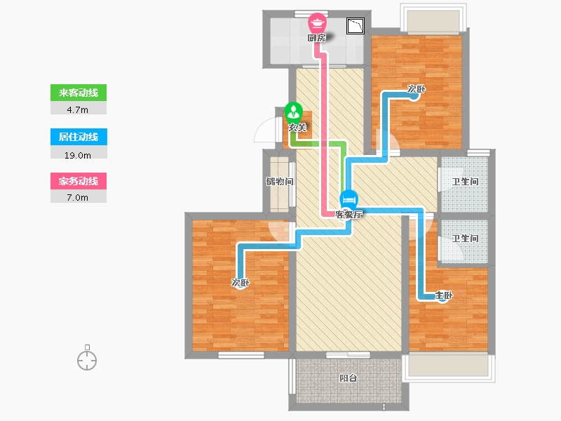 江苏省-徐州市-翡翠城17号楼-90.53-户型库-动静线