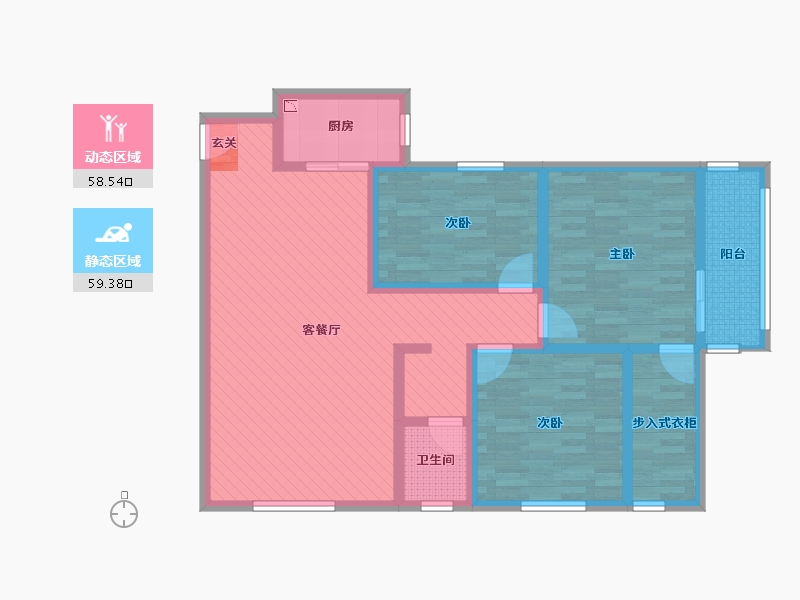 陕西省-宝鸡市-水苑新居-102.96-户型库-动静分区