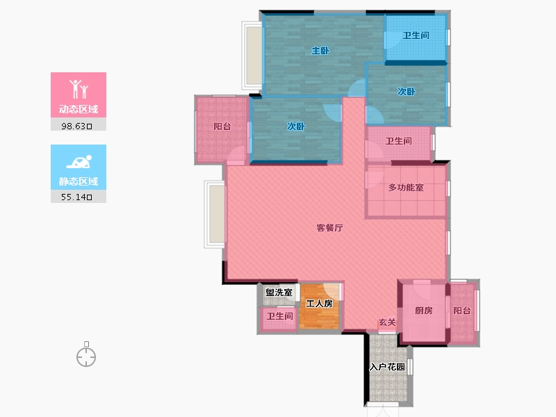 广东省-深圳市-深圳大梅沙东部华侨城公寓-150.16-户型库-动静分区