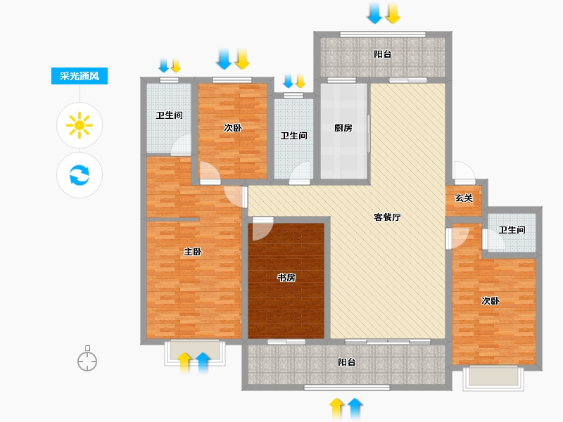 河北省-邯郸市-万浩红玺城-161.00-户型库-采光通风