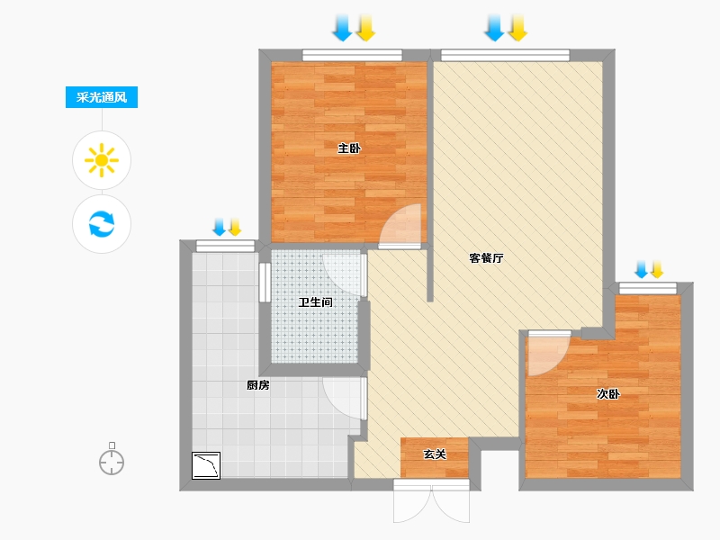 贵州省-贵阳市-贵阳未来方舟F12组团-65.00-户型库-采光通风