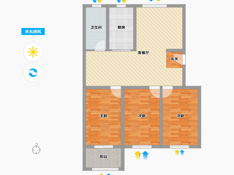 河北省-沧州市-家河湾-91.96-户型库-采光通风