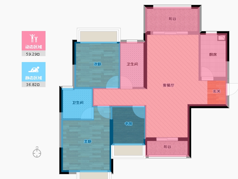 广东省-韶关市-欧浦御龙湾-84.41-户型库-动静分区