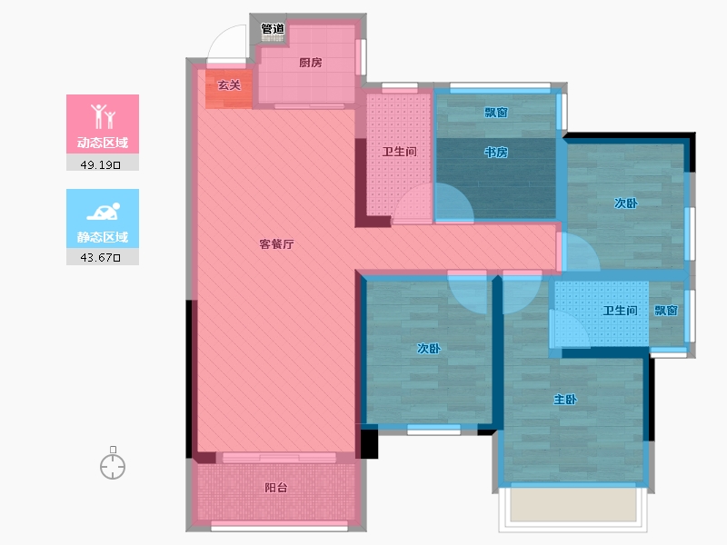 广西壮族自治区-南宁市-江湾山语城-80.25-户型库-动静分区