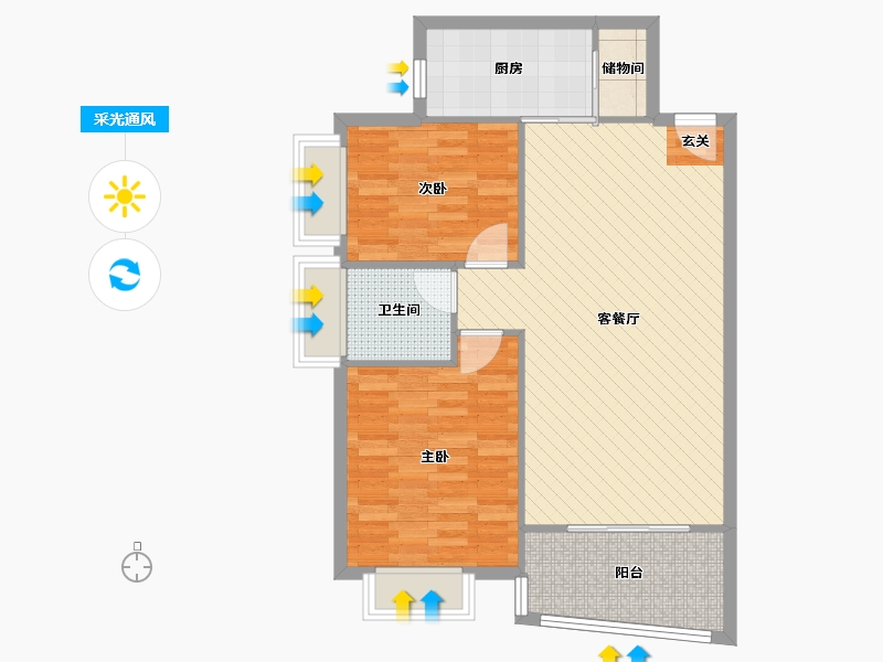 湖北省-武汉市-洪福家园-80.00-户型库-采光通风