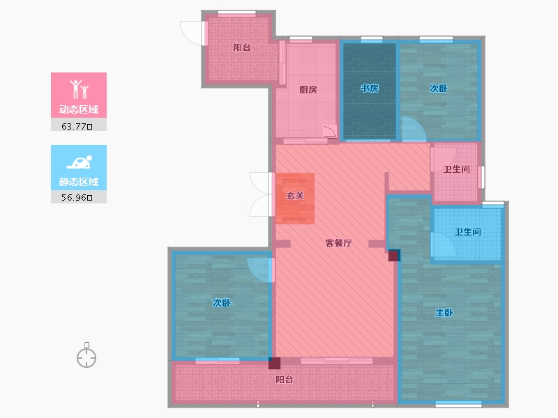 浙江省-温州市-新希望白麓城-105.51-户型库-动静分区