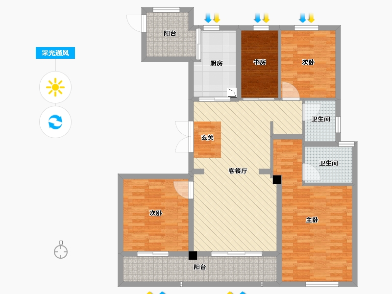 浙江省-温州市-新希望白麓城-105.51-户型库-采光通风