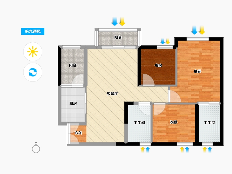 四川省-达州市-嘉阳天宇-76.49-户型库-采光通风