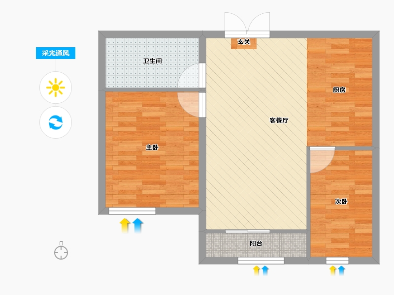 黑龙江省-哈尔滨市-保利清华颐园-60.80-户型库-采光通风