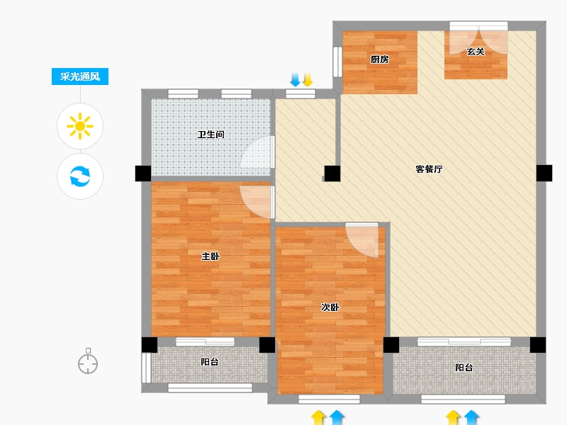 云南省-昆明市-安宁温泉山谷三期-81.39-户型库-采光通风