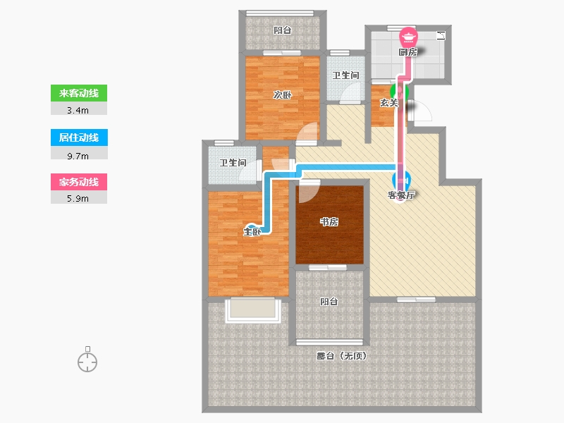 陕西省-宝鸡市-水木清华-131.22-户型库-动静线