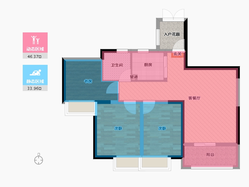 安徽省-合肥市-泽徽苑12幢2802-73.07-户型库-动静分区