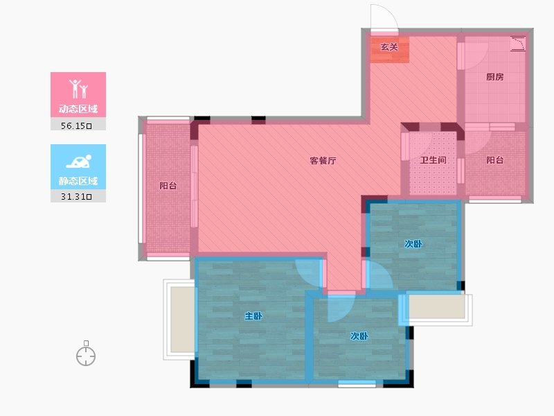 贵州省-遵义市-黔城华府-74.76-户型库-动静分区