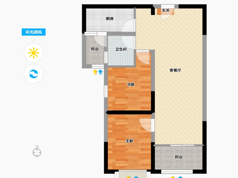 云南省-昆明市-香颂时光花园-62.91-户型库-采光通风