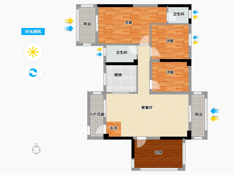 广西壮族自治区-南宁市-龙湖新城三期-116.17-户型库-采光通风