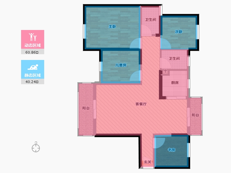 湖南省-长沙市-云顶四期-87.42-户型库-动静分区