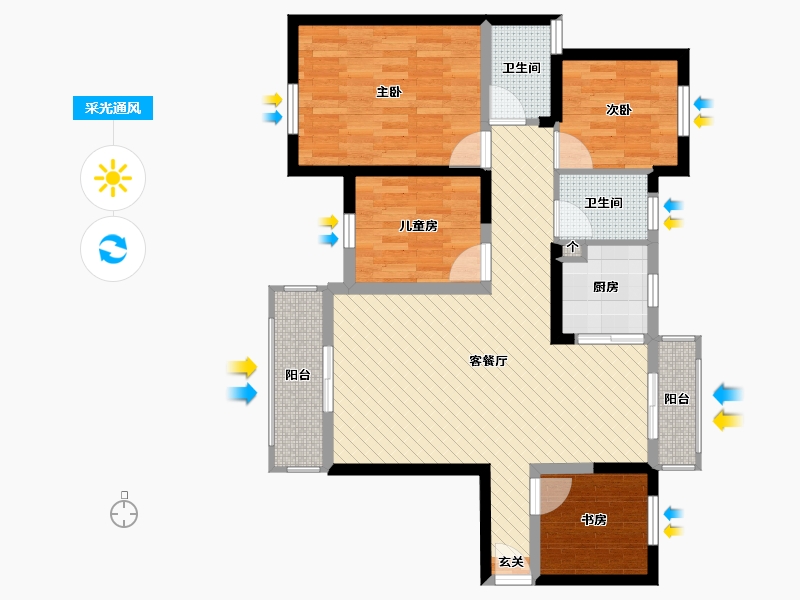 湖南省-长沙市-云顶四期-87.42-户型库-采光通风