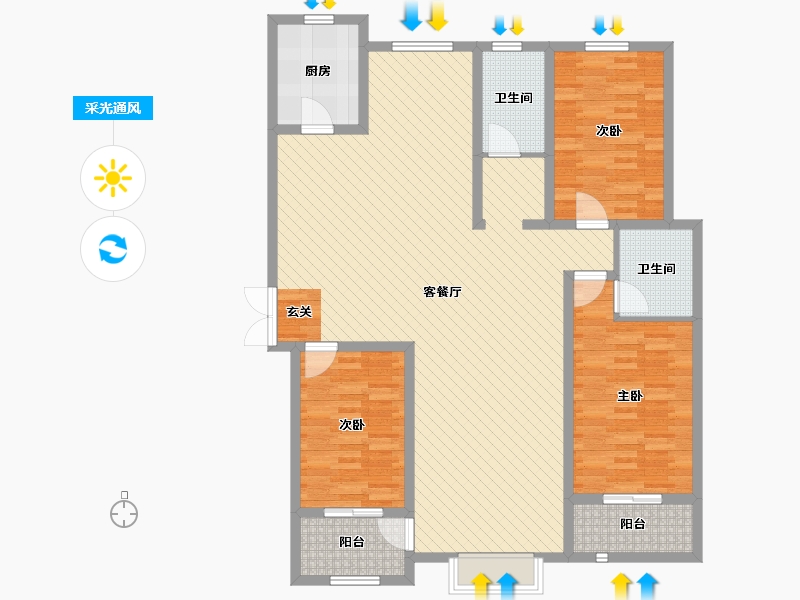 河北省-石家庄市-发源小区-131.27-户型库-采光通风