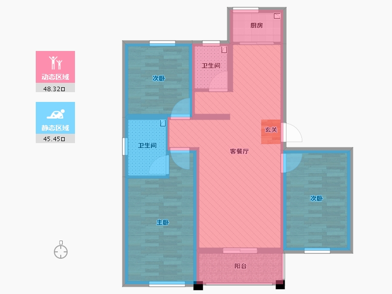 河北省-衡水市-东郎社区-81.87-户型库-动静分区