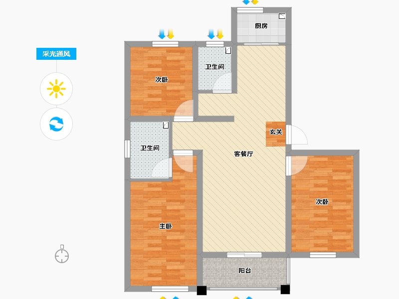 河北省-衡水市-东郎社区-81.87-户型库-采光通风