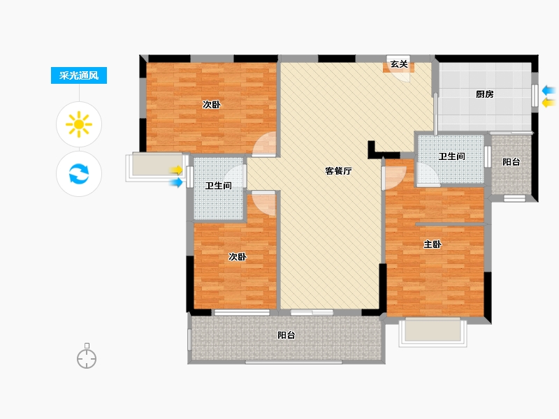 湖北省-黄冈市-浠水威尼斯世纪城-115.00-户型库-采光通风