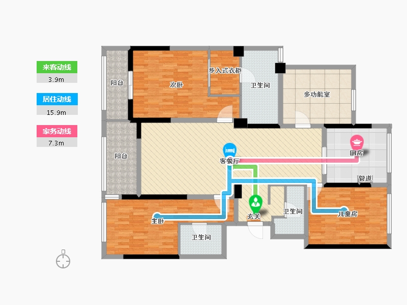 江苏省-苏州市-苏州湾景苑-140.00-户型库-动静线