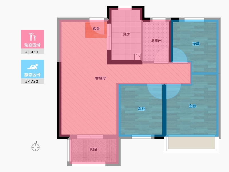 河南省-郑州市-万科城五期-61.35-户型库-动静分区