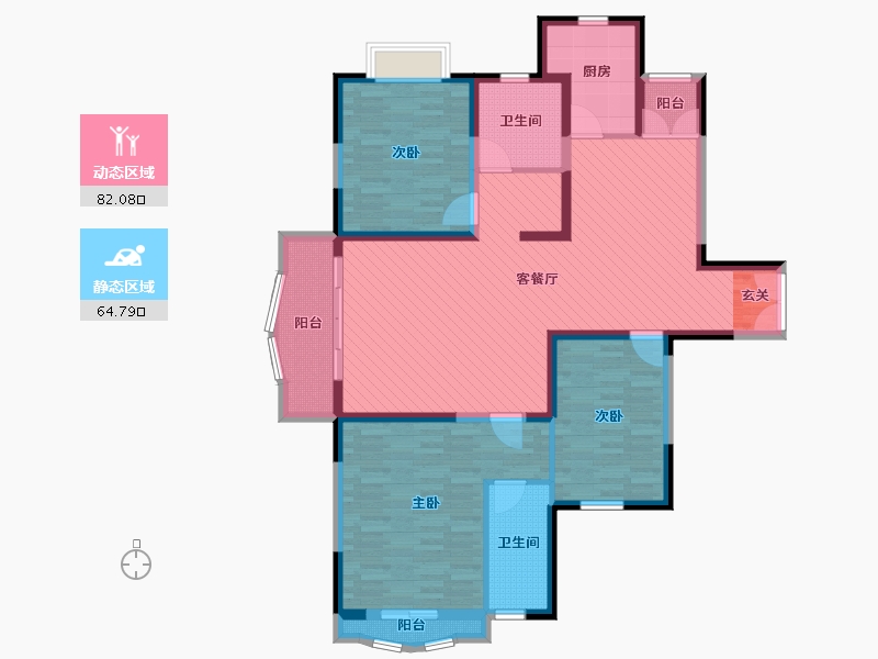 安徽省-芜湖市-华亭阳光绿洲-130.00-户型库-动静分区