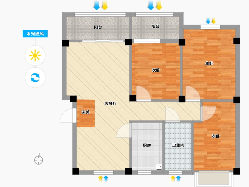 江西省-赣州市-红都国际城-80.28-户型库-采光通风