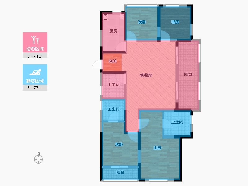 浙江省-杭州市-杭州萧山区朝阳8号-100.80-户型库-动静分区