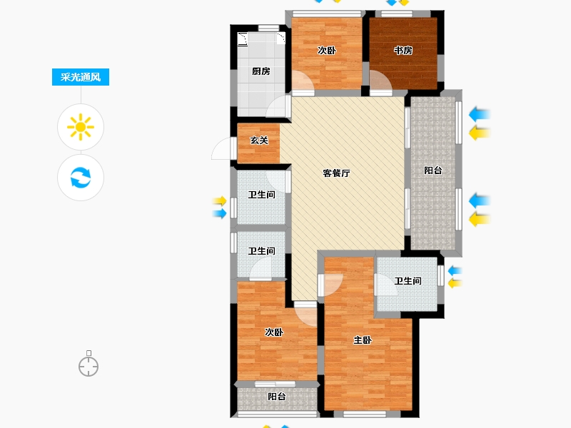 浙江省-杭州市-杭州萧山区朝阳8号-100.80-户型库-采光通风