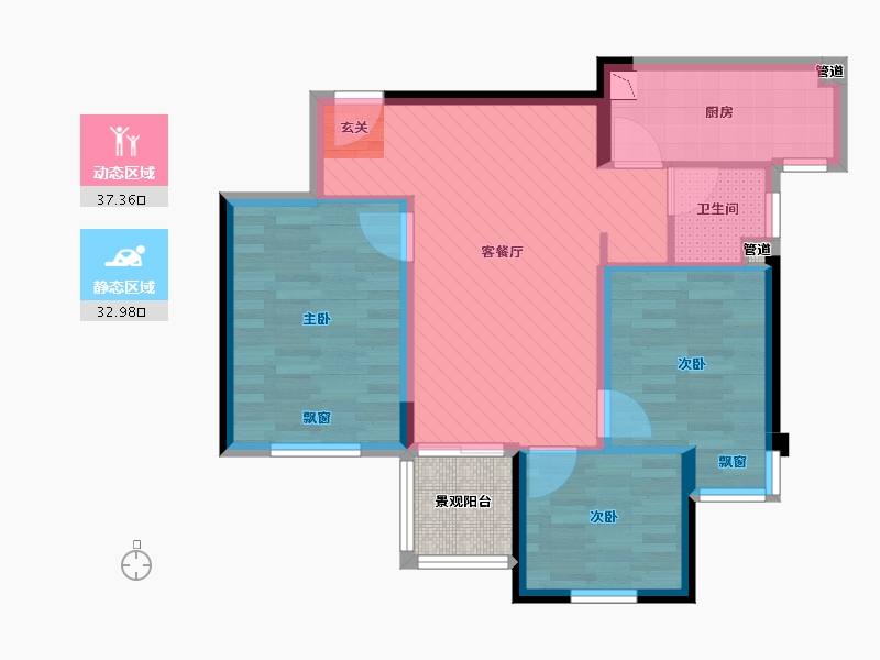 河南省-郑州市-万科城6期-65.14-户型库-动静分区