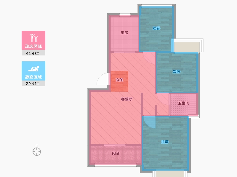 上海-上海市-新城盛景E区-63.82-户型库-动静分区