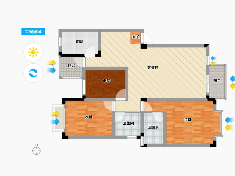 四川省-成都市-蓝色空间如意府-97.45-户型库-采光通风