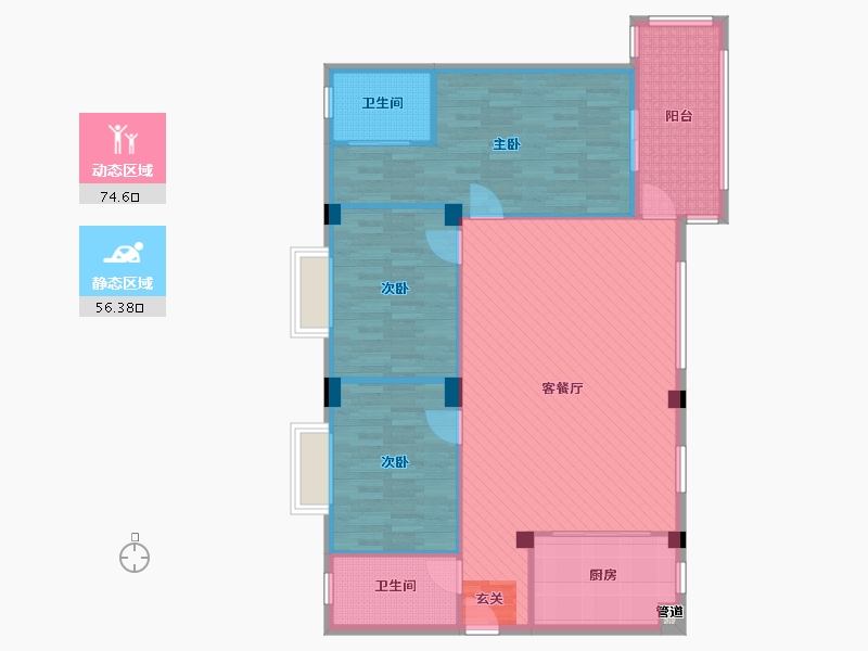 湖北省-咸宁市-君越公寓小区-120.11-户型库-动静分区