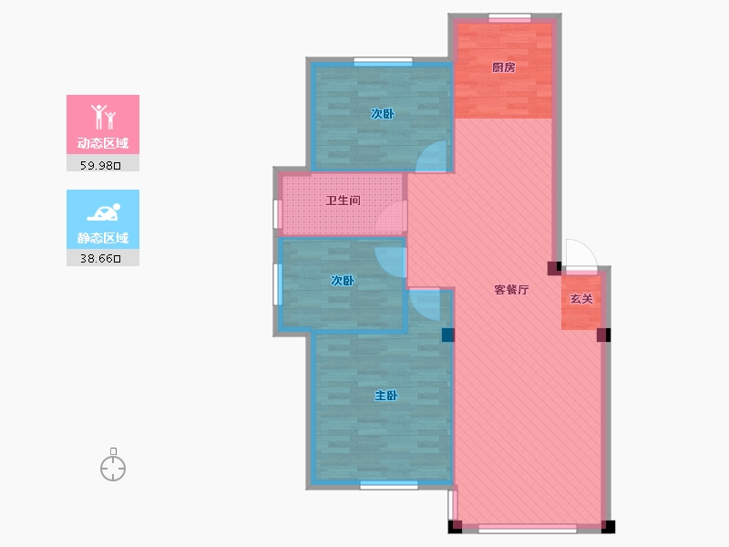 辽宁省-丹东市-东御城-90.42-户型库-动静分区