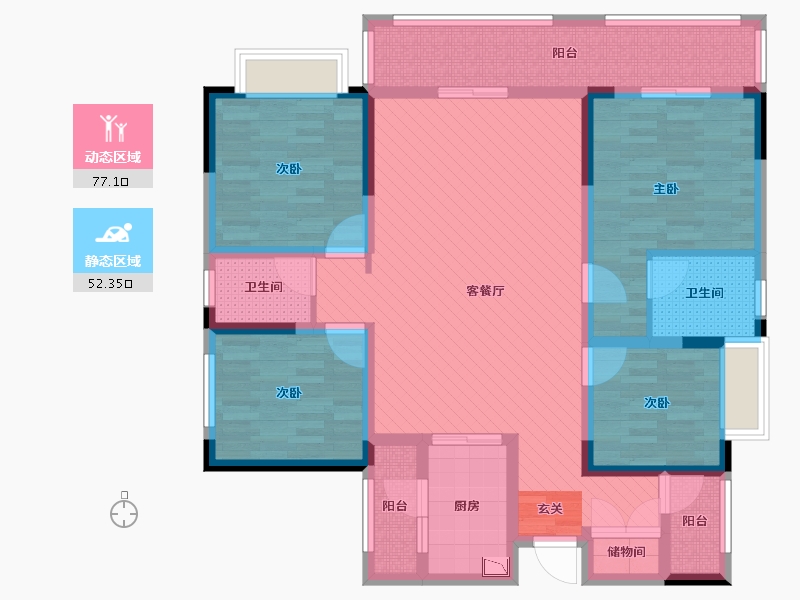 贵州省-黔西南布依族苗族自治州-桔山名邸-111.43-户型库-动静分区