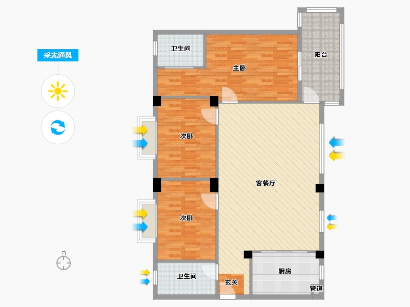 湖北省-咸宁市-君越公寓小区-120.11-户型库-采光通风