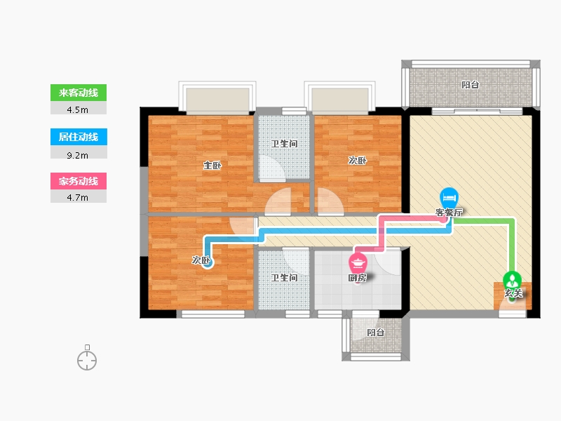 四川省-成都市-芙蓉华庭-80.22-户型库-动静线