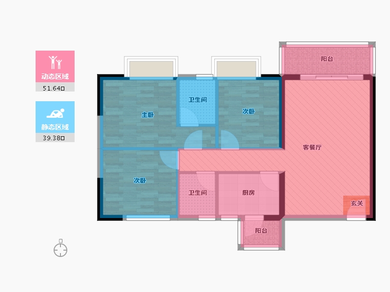 四川省-成都市-芙蓉华庭-80.22-户型库-动静分区