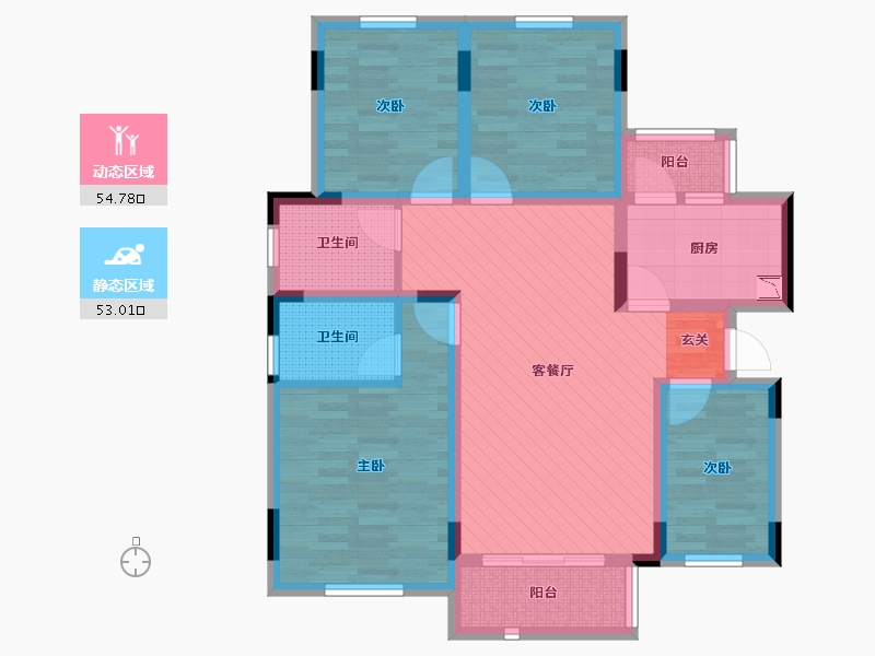 重庆-重庆市-天生湖万丽城-93.15-户型库-动静分区