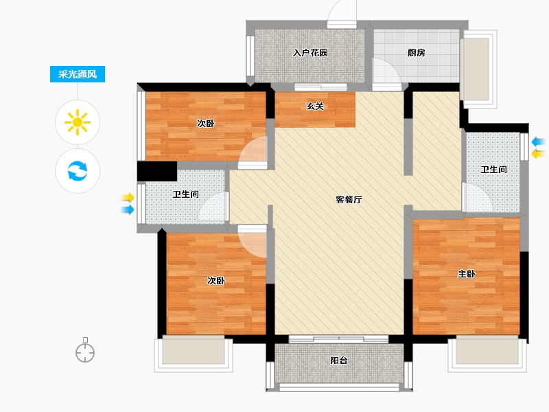 广东省-佛山市-中建灯湖领秀-81.46-户型库-采光通风