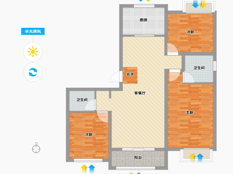 江苏省-徐州市-家泰上院-92.80-户型库-采光通风